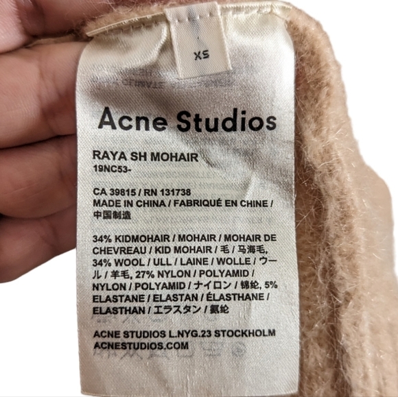 Acne Blush Pink Raya SH Mohair Cocoon Cardigan Size XS - Picture 3 of 6